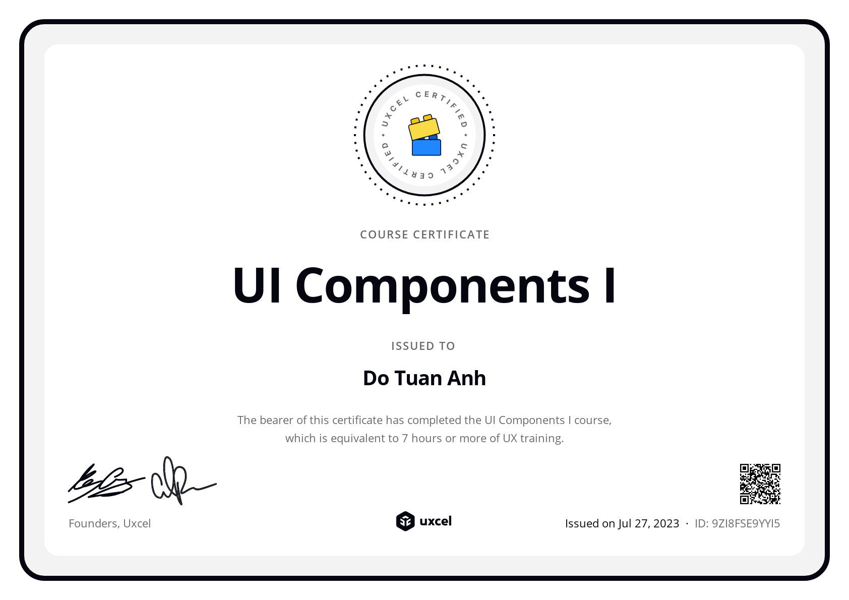 Do Tuan Anh's certificate